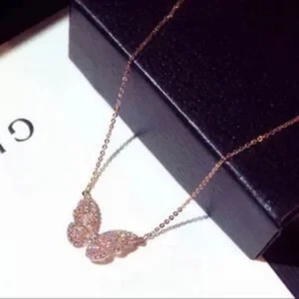 14K Rose?Gold Plated Butterfly Pendant Necklace